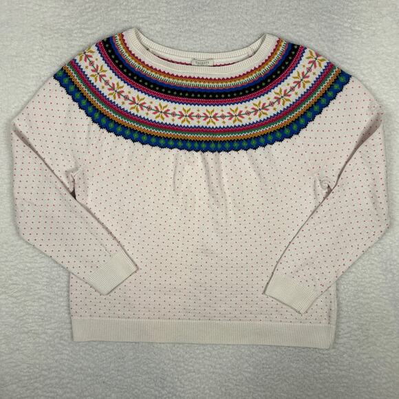 Talbots Petite Size LP Crewneck Sweater Fair Isle Knit Colorful Preppy FLAW - Picture 1 of 9
